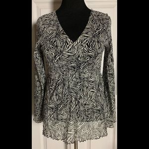 BCBGMaxAzria Zebra Print Sheer Blouse Medium